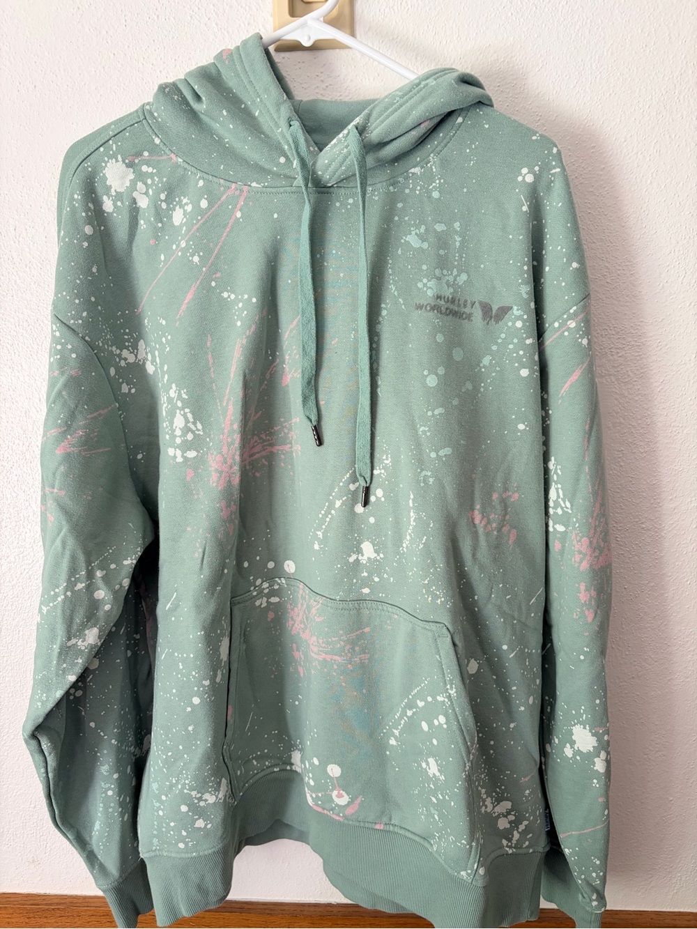 Hurley Mint Green Paint-Splatter Hoodie - Picture 2 of 4